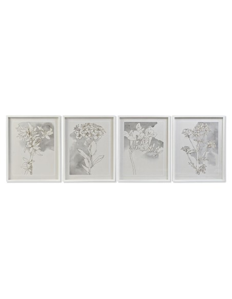 Cadre DKD Home Decor 55 x 2,5 x 70 cm Fleurs Romantique (4 Pièces)