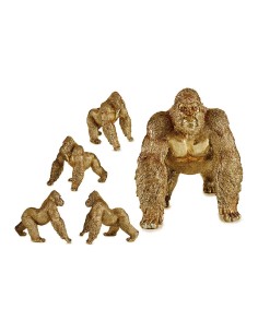 Figurine Décorative Gorille Doré Résine (30 x 35 x 44 cm)