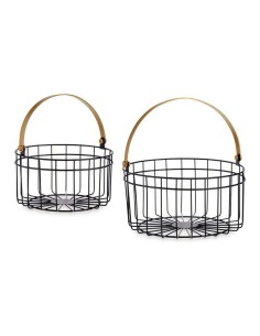 Panier Noir Doré Métal 25 x 27 x 25 cm (2 pcs)