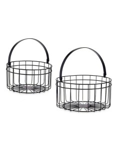 Panier Noir Métal 25 x 27 x 25 cm (2 pcs)