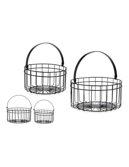 Panier Noir Métal 25 x 27 x 25 cm (2 pcs)