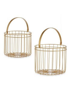 Panier Doré Métal 25 x 35 x 25 cm Cylindrique (2 pcs)