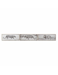Cadre DKD Home Decor 92,5 x 3,5 x 32 cm Colonial Jungle (3 Pièces)