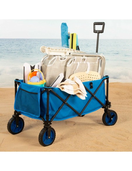 Chariot Multi-usages Aktive Bleu Noir Polyester PVC Acier 88 x 108 x 47 cm Pliable Plage