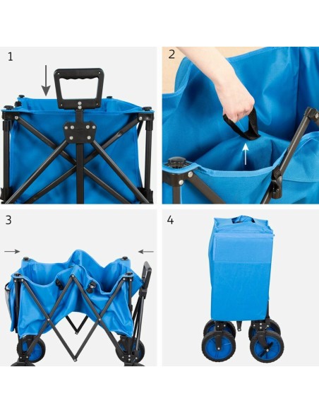 Chariot Multi-usages Aktive Bleu Noir Polyester PVC Acier 88 x 108 x 47 cm Pliable Plage