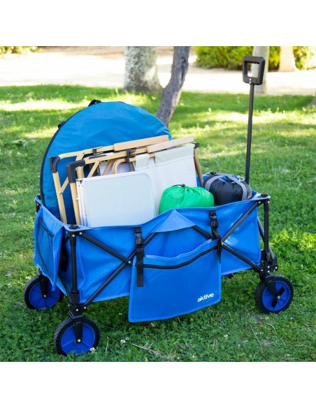 Chariot Multi-usages Aktive Bleu Noir Polyester PVC Acier 88 x 108 x 47 cm Pliable Plage