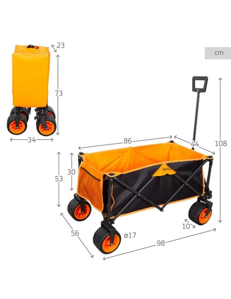 Chariot Multi-usages Aktive Orange Polyester PVC Acier 86 x 108 x 44 cm Pliable Plage