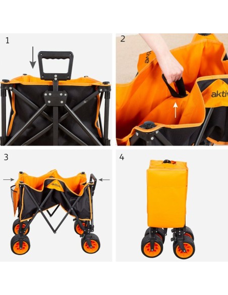 Chariot Multi-usages Aktive Orange Polyester PVC Acier 86 x 108 x 44 cm Pliable Plage