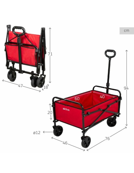 Chariot Multi-usages Aktive Rouge Polyester Acier 65 x 94 x 40 cm Pliable Plage