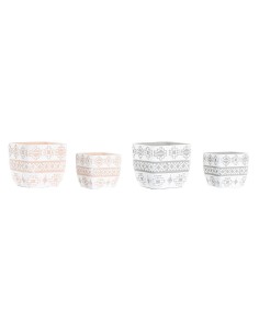 Set de pots DKD Home Decor Gris Beige Ciment Tropical (2 Unités) (14 x 14 x 13 cm)