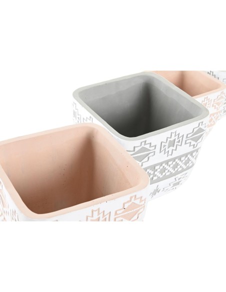 Set de pots DKD Home Decor Gris Beige Ciment Tropical (2 Unités) (14 x 14 x 13 cm)