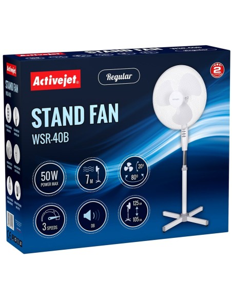Ventilateur sur Pied Activejet WSR-40B Blanc Gris Argenté 50 W