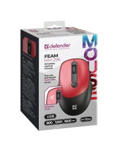 Souris sans-fil Defender FEAM MM-296 RF SILENT Rouge 2