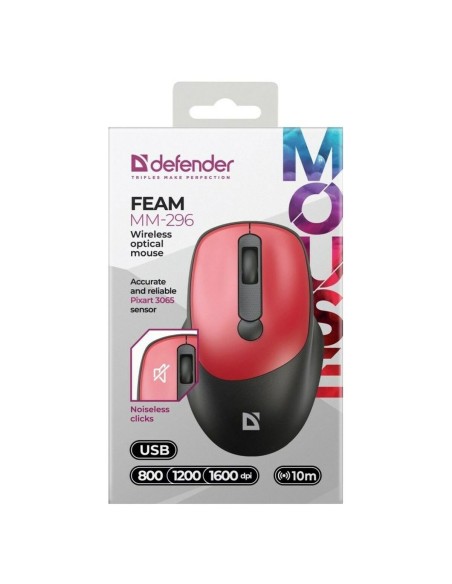 Souris sans-fil Defender FEAM MM-296 RF SILENT Rouge