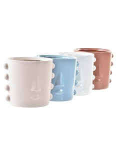 Cache-pot DKD Home Decor Visage Grès (15 x 13 x 12,5 cm) (4 Unités) 2