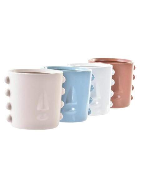 Cache-pot DKD Home Decor Visage Grès (15 x 13 x 12,5 cm) (4 Unités)