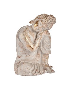 Figure décorative de jardin Ibergarden CC20446 Blanc Doré Polyrésine 28,5 x 43,5 x 37 cm Buda