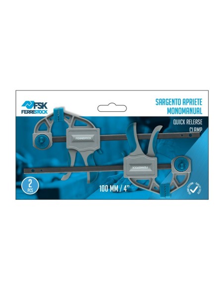 Serre joint une main Ferrestock 215 mm Acier Plastique (2 pcs)