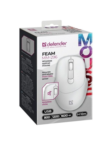 Souris sans-fil Defender MM-296 RF Blanc