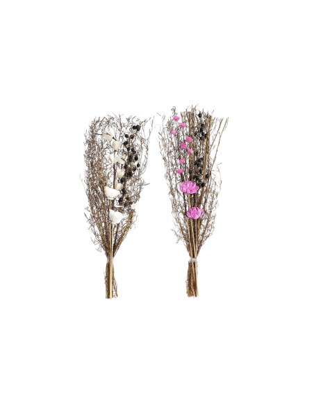 Branche DKD Home Decor Rose Marron Blanc Fleur séchée (2 Unités) (30 x 30 x 65 cm)