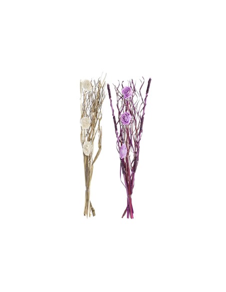 Branche DKD Home Decor Rose Lila Blanc Fleur séchée (30 x 30 x 100 cm) (2 Unités)