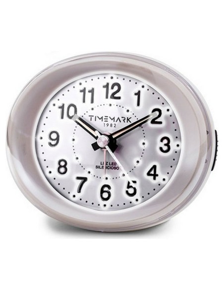 Réveil Analogique Timemark Blanc Lumière LED Silencieux Snooze Mode nuit 9 x 9 x 5,5 cm (9 x 9 x 5,5 cm)