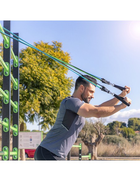Set de Bandes de Résistance avec Accessoires et Guide d´Entraînement Tribainer InnovaGoods 3 Unités