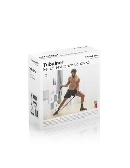 Set de Bandes de Résistance avec Accessoires et Guide d´Entraînement Tribainer InnovaGoods 3 Unités