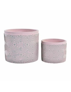 Set de pots de fleurs DKD Home Decor Ciment 2 Pièces 2 Unités (17 x 17 x 15 cm)