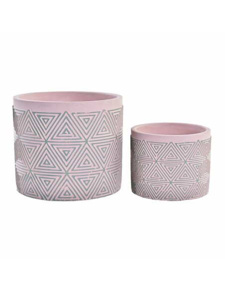 Set de pots de fleurs DKD Home Decor Ciment 2 Pièces 2 Unités (17 x 17 x 15 cm)