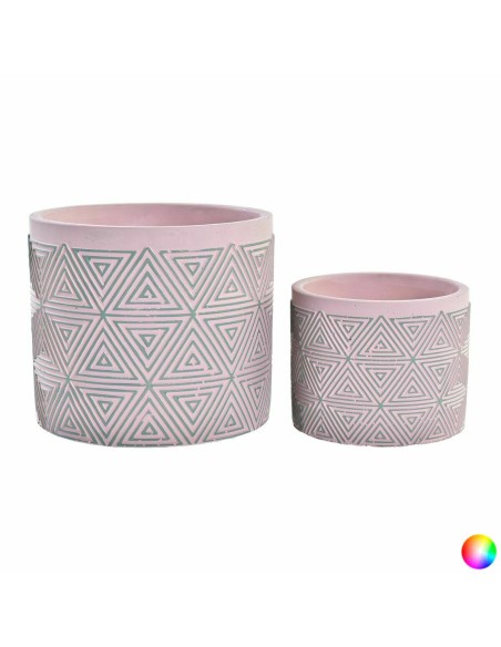 Set de pots de fleurs DKD Home Decor Ciment 2 Pièces 2 Unités (17 x 17 x 15 cm)