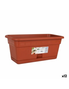 Jardinière avec support Dem Squares Rectangulaire Marron 40 x 20 cm (12 Unités)