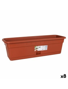 Jardinière avec support Dem Squares Rectangulaire Marron 60 x 20 cm (8 Unités)