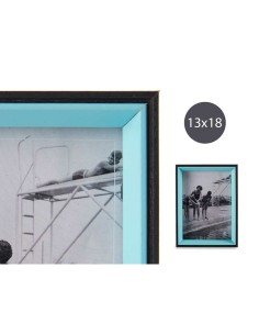 Cadre photo Noir Bleu Verre 3 x 20 x 15 cm Bois MDF 2