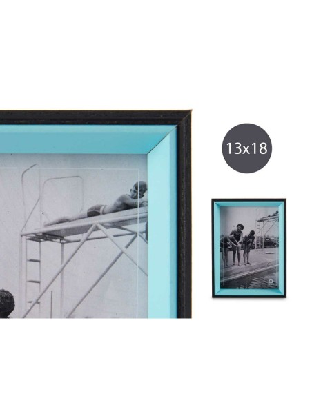 Cadre photo Noir Bleu Verre 3 x 20 x 15 cm Bois MDF