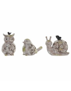 Figurine Décorative DKD Home Decor Vert Rose Naturel animaux Shabby Chic 20,5 x 10 x 17 cm (3 Pièces)