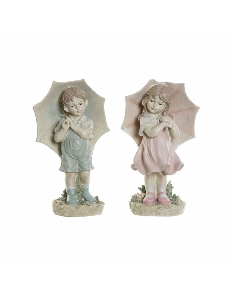 Figurine Décorative DKD Home Decor 28 x 20 x 48,5 cm Bleu Rose Enfant (2 Unités)