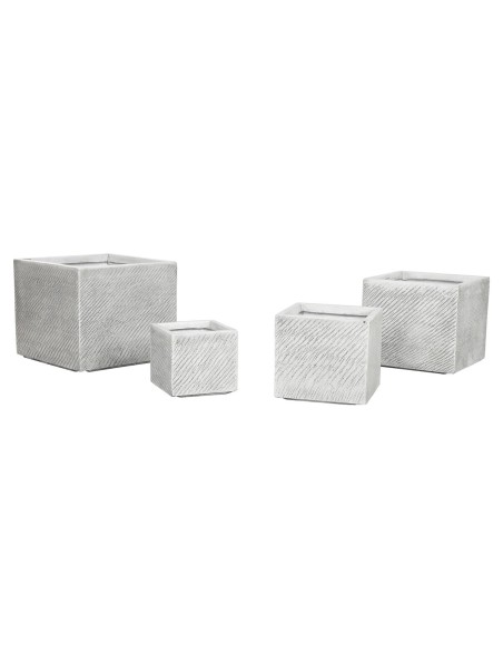 Cache-pot Home ESPRIT Gris Magnésium 37 x 37 x 31,5 cm (4 Unités)