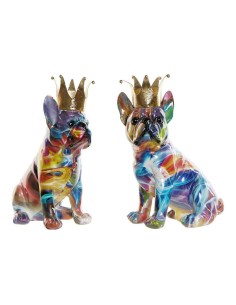 Figurine Décorative DKD Home Decor 18,5 x 11,5 x 23,5 cm Multicouleur Chien (2 Unités)
