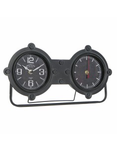 Horloge de table DKD Home Decor 38 x 7 x 20 cm Verre Noir Doré Fer Vintage