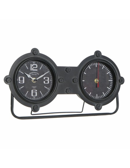 Horloge de table DKD Home Decor 38 x 7 x 20 cm Verre Noir Doré Fer Vintage