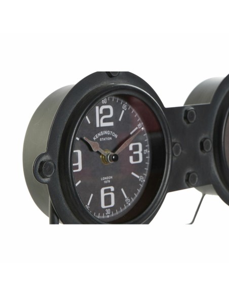 Horloge de table DKD Home Decor 38 x 7 x 20 cm Verre Noir Doré Fer Vintage