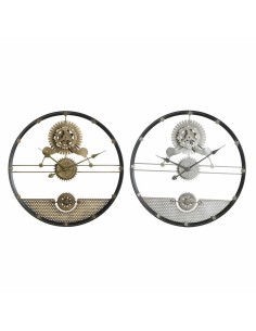 Horloge Murale DKD Home Decor Argenté Doré Fer Engrenage 60 x 5 x 60 cm (2 Unités)