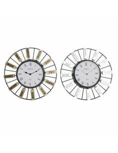 Horloge Murale DKD Home Decor 40 x 6,4 x 40 cm Verre Argenté Doré Fer (2 Unités)