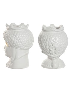 Cache-pot Home ESPRIT Blanc Doré Porcelaine 10 x 10 x 14 cm (2 Unités) 2