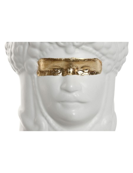 Cache-pot Home ESPRIT Blanc Doré Porcelaine 10 x 10 x 14 cm (2 Unités)