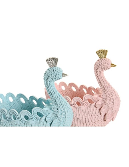 Vide-poches DKD Home Decor Résine Aluminium Romantique 23 x 14,3 x 23 cm (2 Unités)