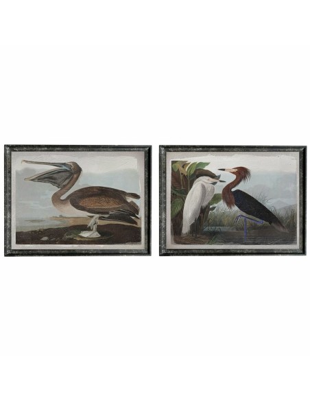 Cadre DKD Home Decor 90 x 2 x 68 cm Oiseau Oriental (2 Unités)
