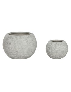 Cache-pot Home ESPRIT Gris Magnésium 55 x 55 x 38 cm (2 Pièces)