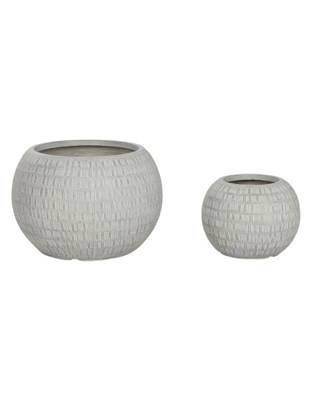 Cache-pot Home ESPRIT Gris Magnésium 55 x 55 x 38 cm (2 Pièces)